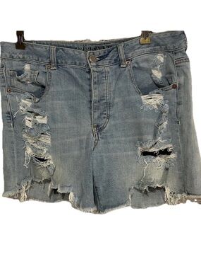 American Eagle Shorts 12 Tomgirl Distress Holes Frayed Hems Buttonfly High Rise